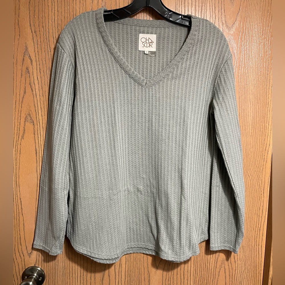 EUC Chaser Top - Light Sage Green Textured Knit Top
